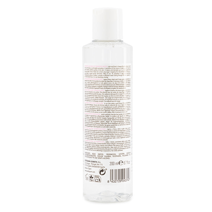 Eau micellaire démaquillante visage 200 ml.