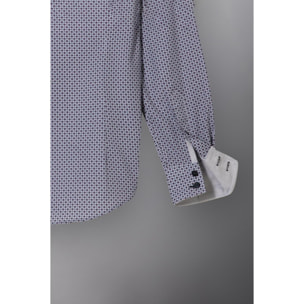 Camicia Uomo 2bottoni Button Down Doppio Collo Slim Popeline Stampato Bianco e Bordeaux