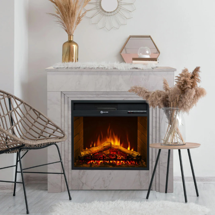 Bellini - Camino Elettrico Da Terra con Effetto Fiamma 96x96x35 cm in Legno Effetto Marmo Bianco