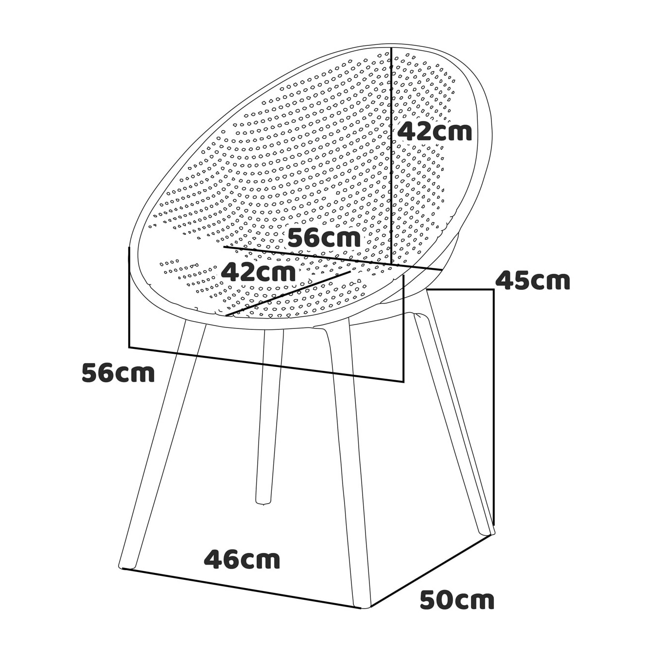 Cuba - Set di 4 sedie in PP senape stile moderno per interni di design giallo