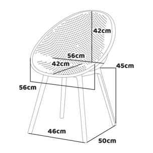 Cuba - Set di 4 sedie in PP senape stile moderno per interni di design giallo