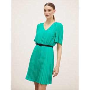 Motivi - Minivestido plisado con cinturón - Verde