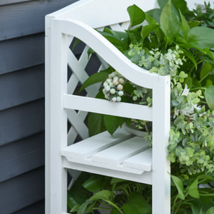 Étagère à fleurs pliable - 4 étagères à lattes réglables - pan arrière treillis - bois sapin blanc