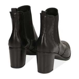 Ankle boots neri in pelle, tacco 7,50 cm