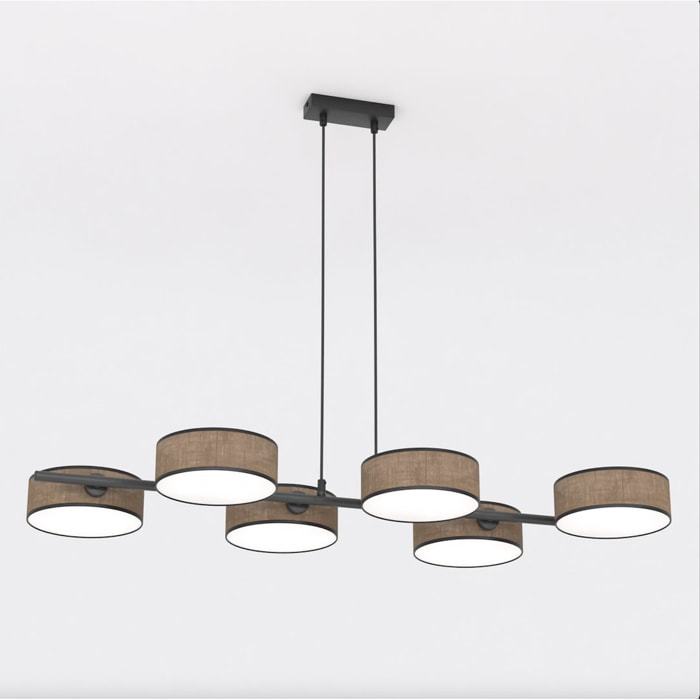 Lampada a sospensione DRUMZ con paralumi cilindrici marroni