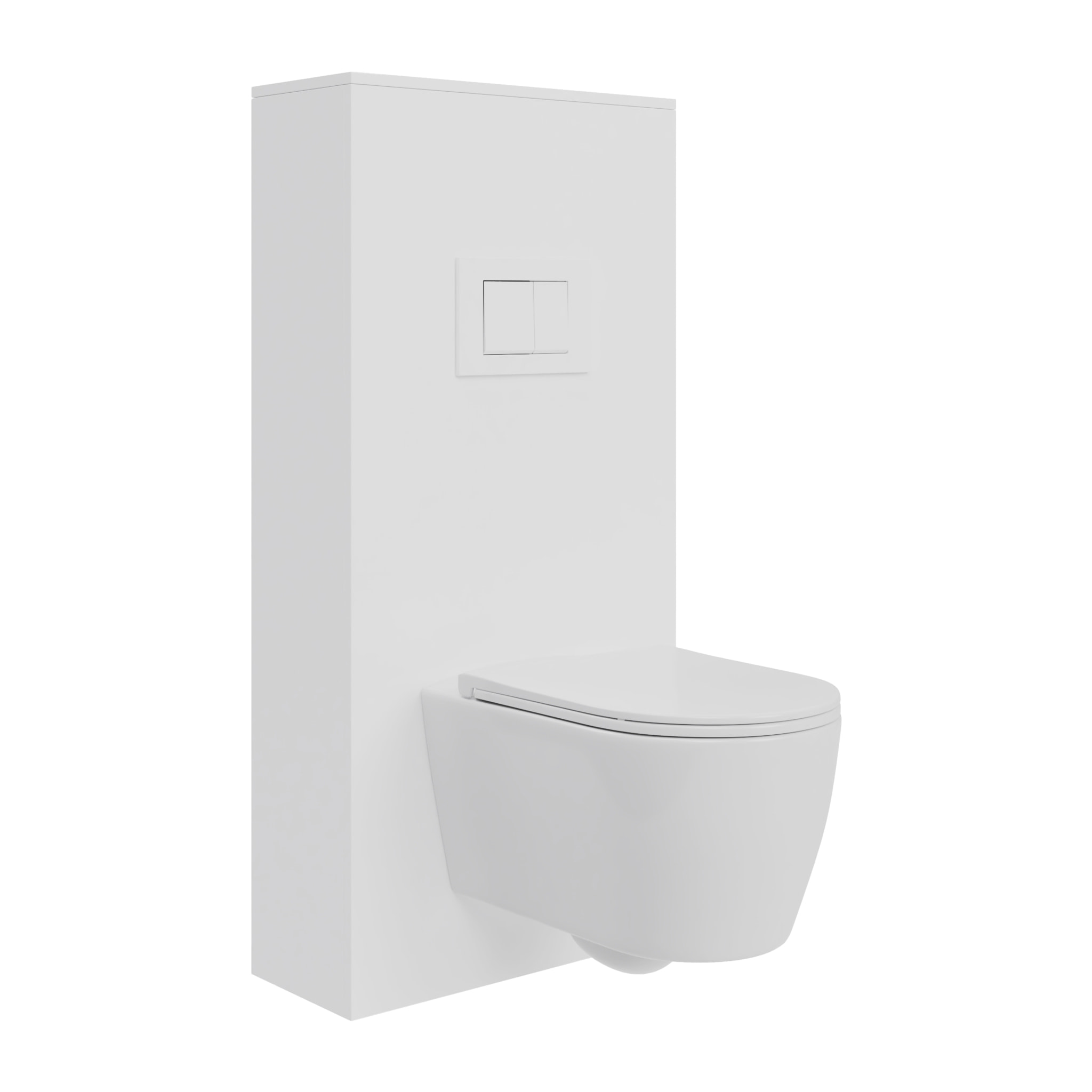 Pack Wc Suspendu + Châssis + Boîtier de Support Blanc | Toilette Blanc Brillant | Bouton Blanc | Réservoir Encastré | Couvercle Amorti | Alday