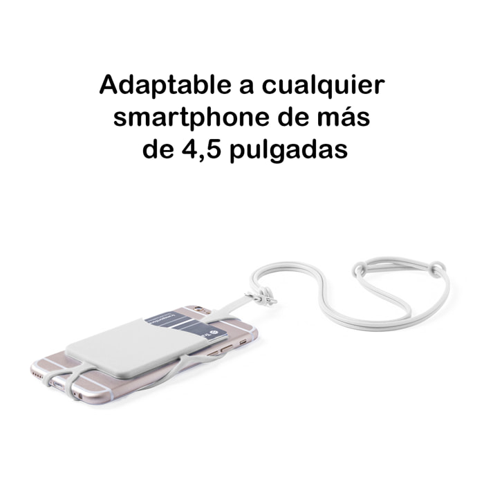 Lanyard in silicone Veltux per smartphone, con portacarte e moschettone.
