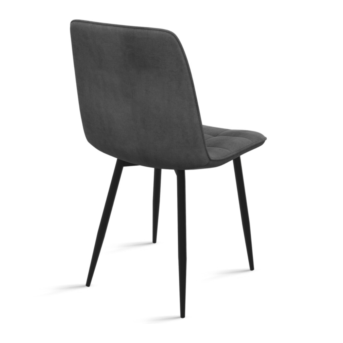 Chaises Linda velours gris foncé pieds métal noirs - lot de 6