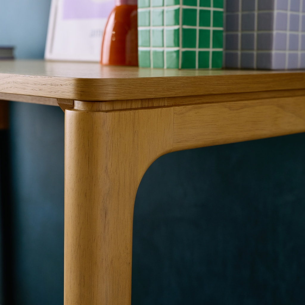 Bureau bois d'hévéa placage chêne 1 tiroir GARANCE