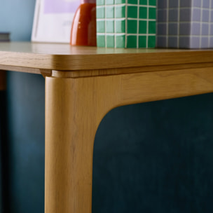 Bureau bois d'hévéa placage chêne 1 tiroir GARANCE