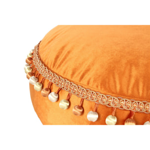 Pouf Rotondo Taj Mahal in Velluto Bronzo con Pompon
