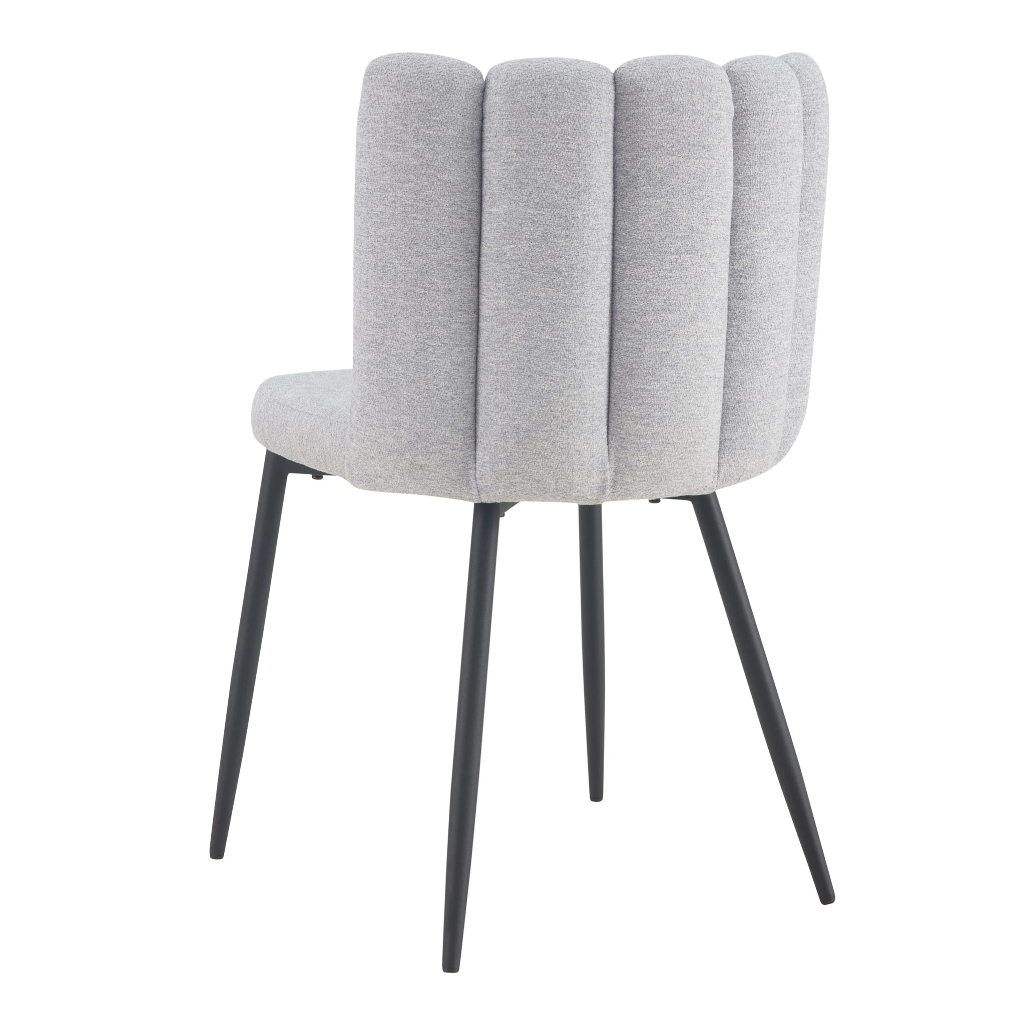 Lot de 2 chaises en tissu gris et pieds en métal noir - Rosy
