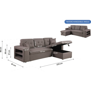 Canapé d'angle convertible/réversible "Axel" - 3 places - Taupe