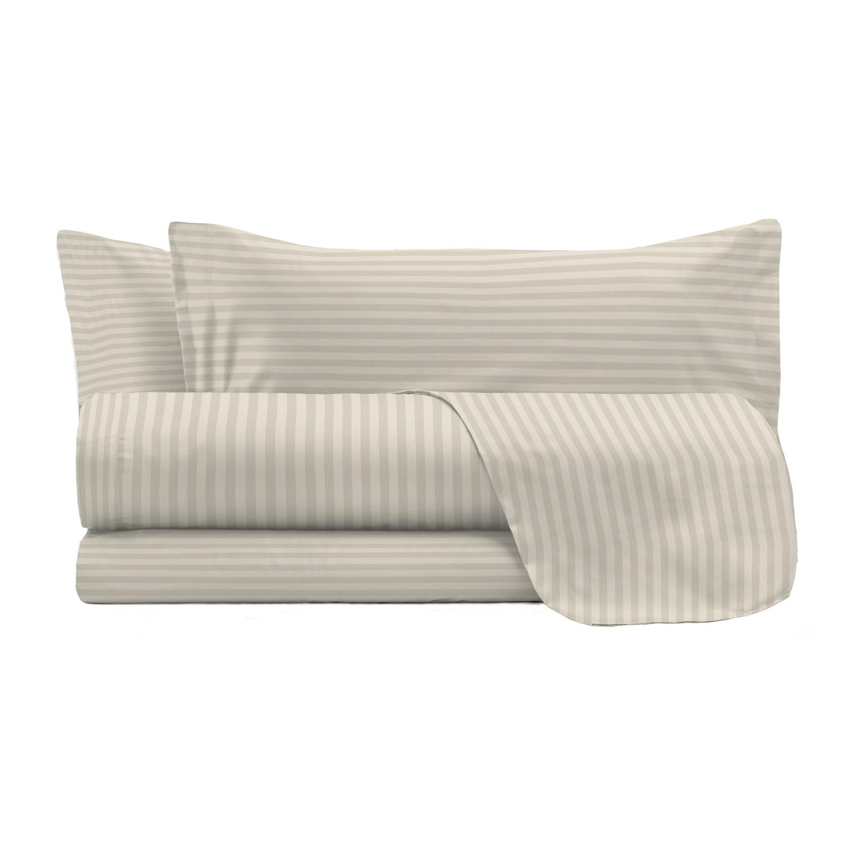 COMPLETO LETTO SATIN STRIPES RASO DI POLIESTERE MADE IN ITALY - MATRIMONIALE TORTORA