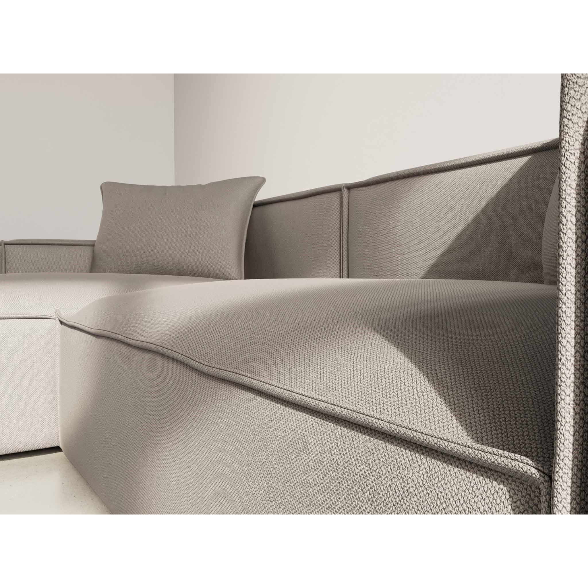 Atlas - Canapé d'angle réversible 4 places en velours texturé - Gris