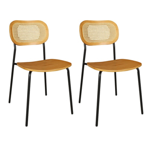 Lot de 2 chaises en bois naturel et pieds en métal noir NOSARA