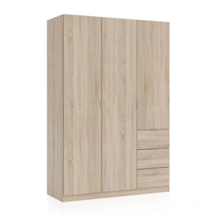 Armario Magan 3 puertas y 3 cajones Roble Canadian