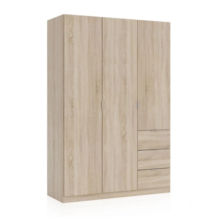 Armario Magan 3 puertas y 3 cajones Roble Canadian
