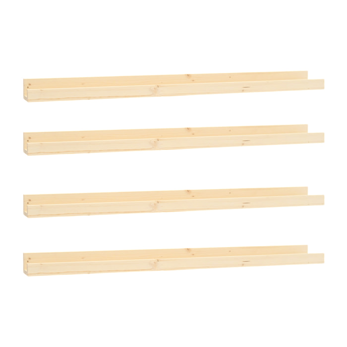 Pack 4 estantes de madera maciza flotante tono natural varias medidas