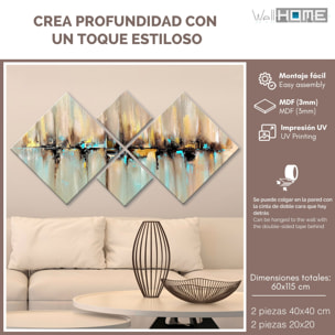 Pintura decorativa en MDF de 4 piezas. WELL HOME