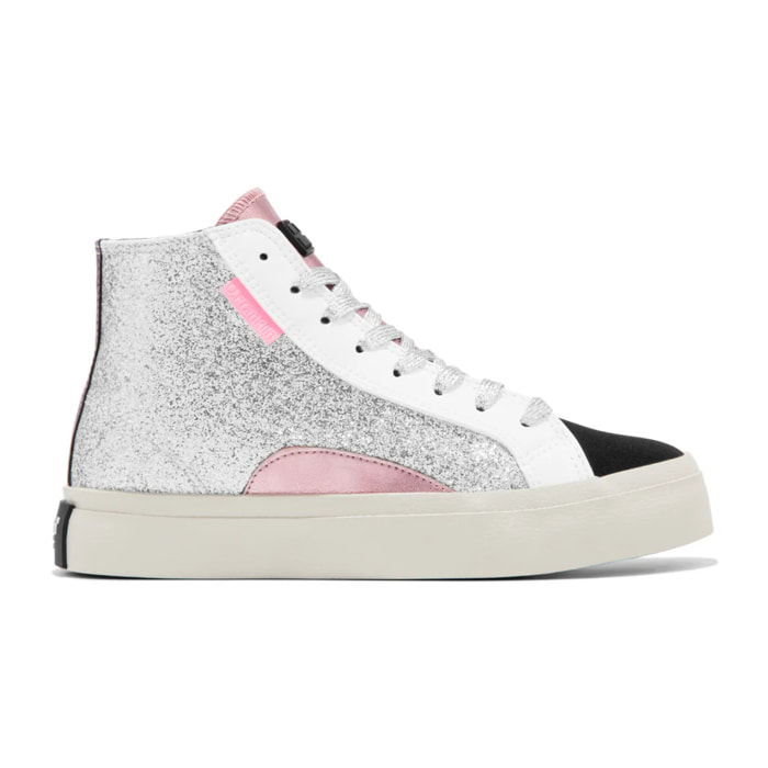 Zapatillas Altas Mujer Half Moon High Glitter Plata D.Franklin