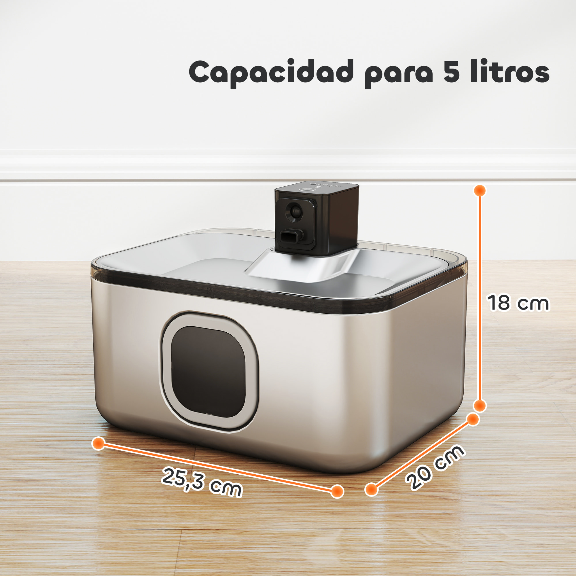 Fuente para Gatos de Acero Inoxidable 5L Bebedero Gatos Automático Fuente de Agua para Múltiples Mascotas con Luz LED Bomba Súper Silenciosa Sensor de Movimiento y Filtro de 3 Etapas