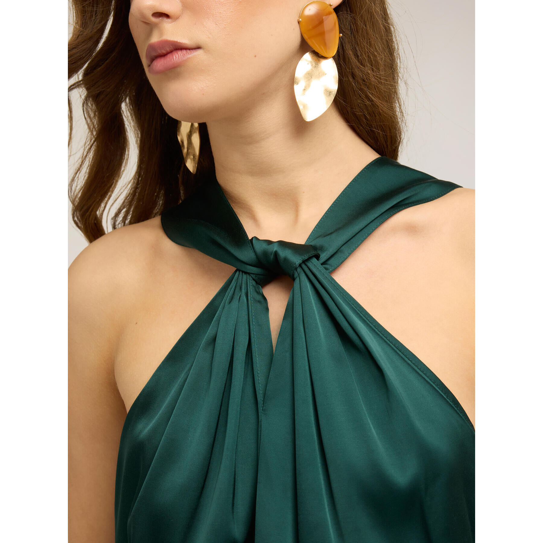 Motivi - Top de raso con drapeado - Verde