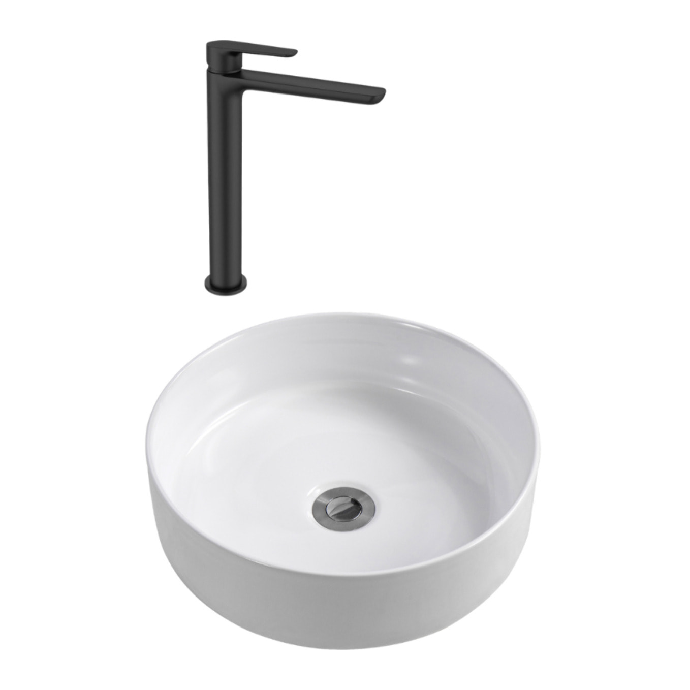 PixL 36 x 12,5 cm vasque à poser + Swiss Aqua Technologies Mood mitigeur lavabo XL + Ceramia PixL bonde (CEPX36SAT285C)