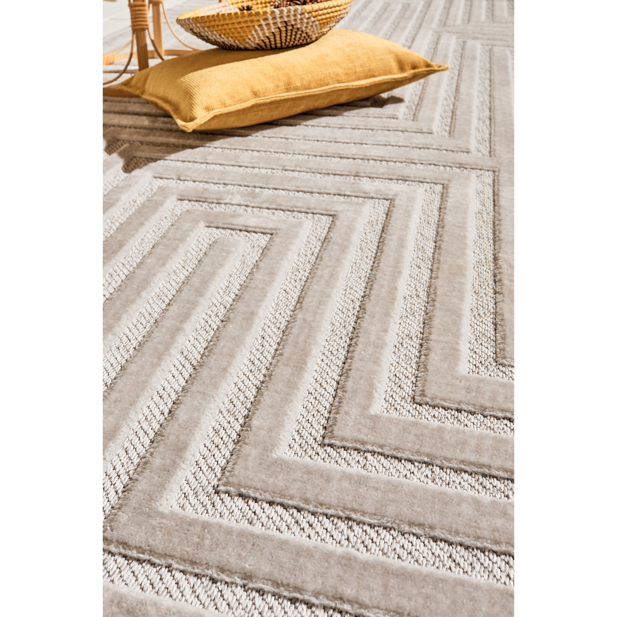 Tapis Loopin 338 gris 160x230 cm - Motif en relief - Indoor & Outdoor