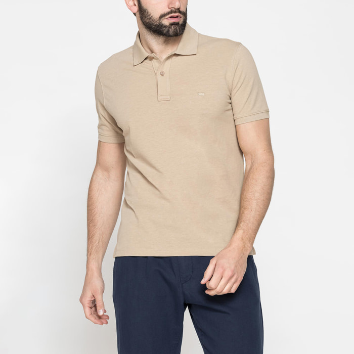 POLO MANICA CORTA IN COTONE E LINO