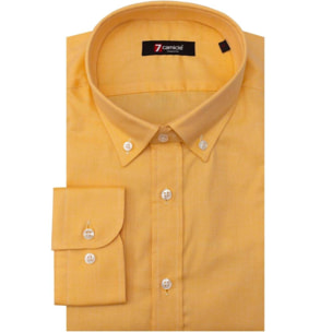 Camicia Uomo 1 Bottone Button Down Slim Cotone Unito Giallo