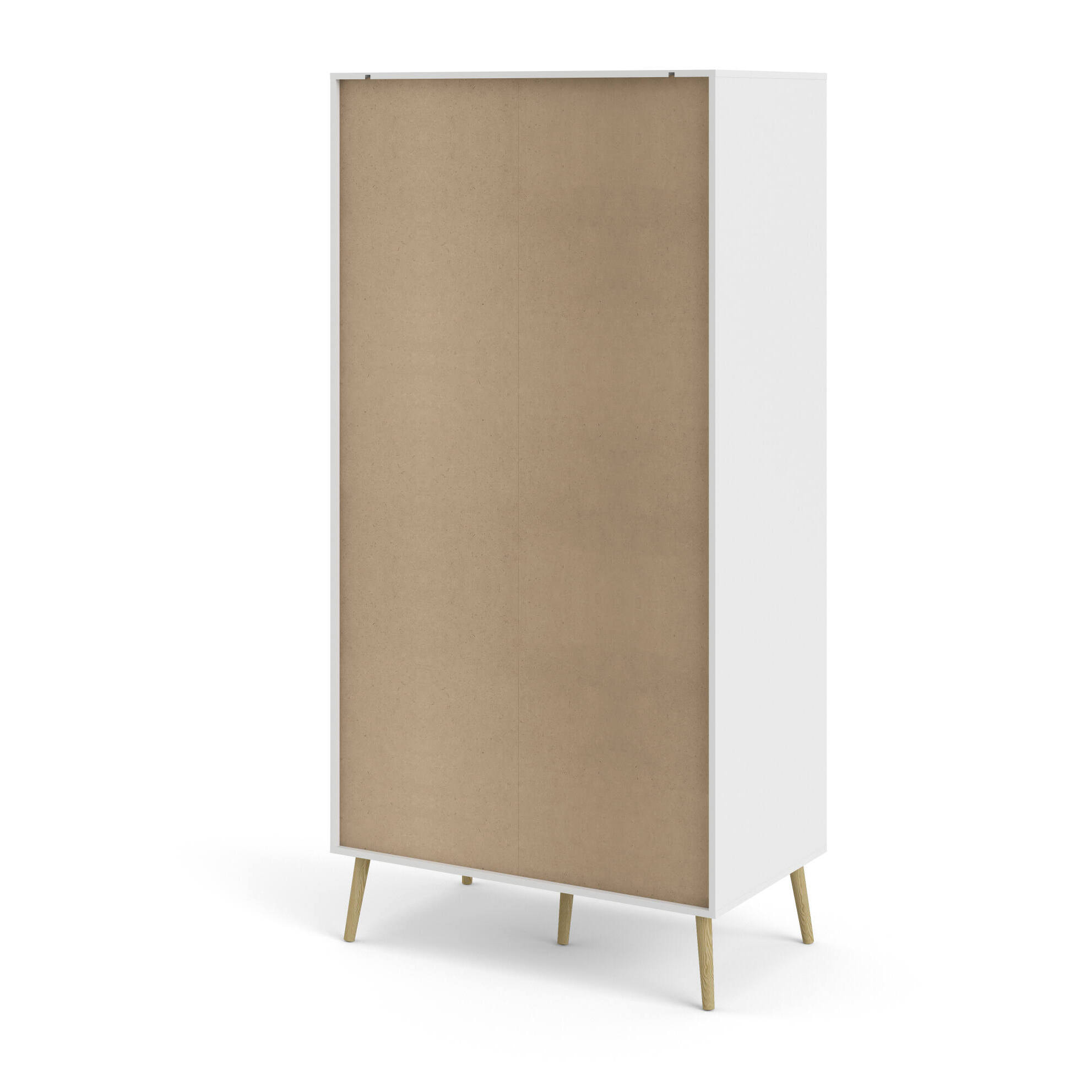 Guardaroba 2 ante Archilllo, Mobile camera da letto, Cabina armadio portabiti, Armadio appendiabiti, 99x58 h200 cm, Bianco e Quercia