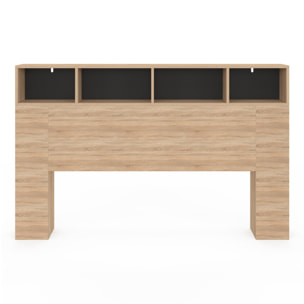 Tête de lit Léo bois et noire avec rangements 165 cm