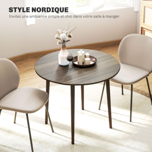 Table ronde de salle à manger cuisine pliable 2 abattants Ø 89 cm bois de pin gris