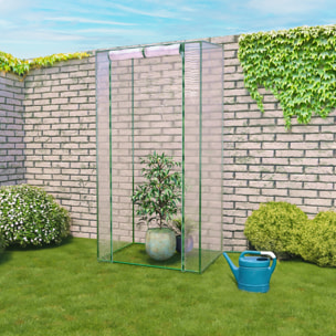 Serra Per Orto Giardino Terrazzo Balcone Senza Ripiani Struttura Metallo Verniciato Telo Trasparente PVC Con Porta Avvolgibile Apertura 95x70x190 Cm