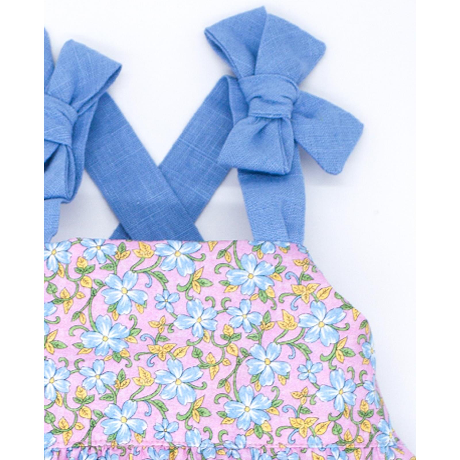 Pelele tirantes popelín flor azul