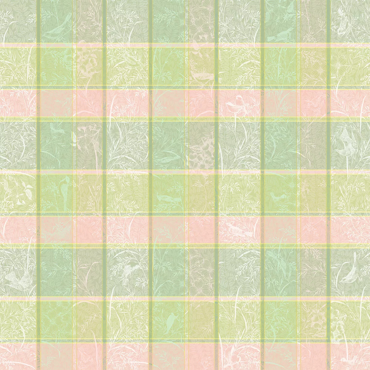 Nappe pur coton enduit motif jacquard rose vert Mille printemps eclosion