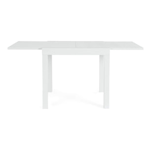 Tavolo allungabile da giardino CLIV con piano effetto legno e struttura in alluminio bianco, 80×80 – 160×80 cm