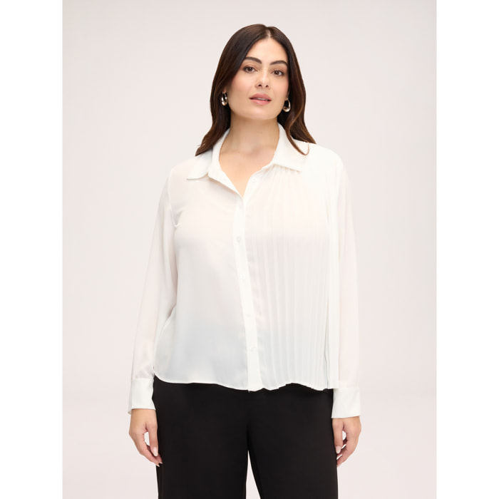 Fiorella Rubino - Camicia plissé in georgette - Bianco