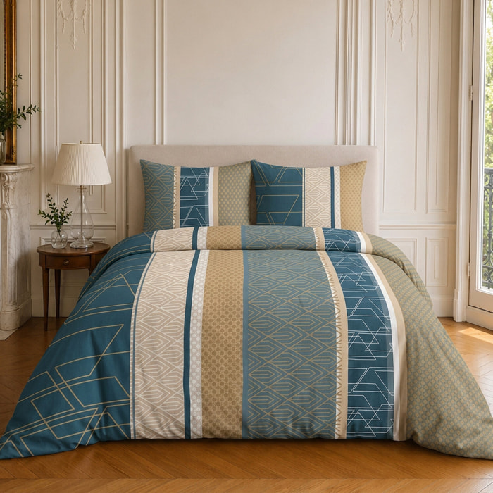 Parure housse de couette 100% microfibre motif géométrique - ULYSSE