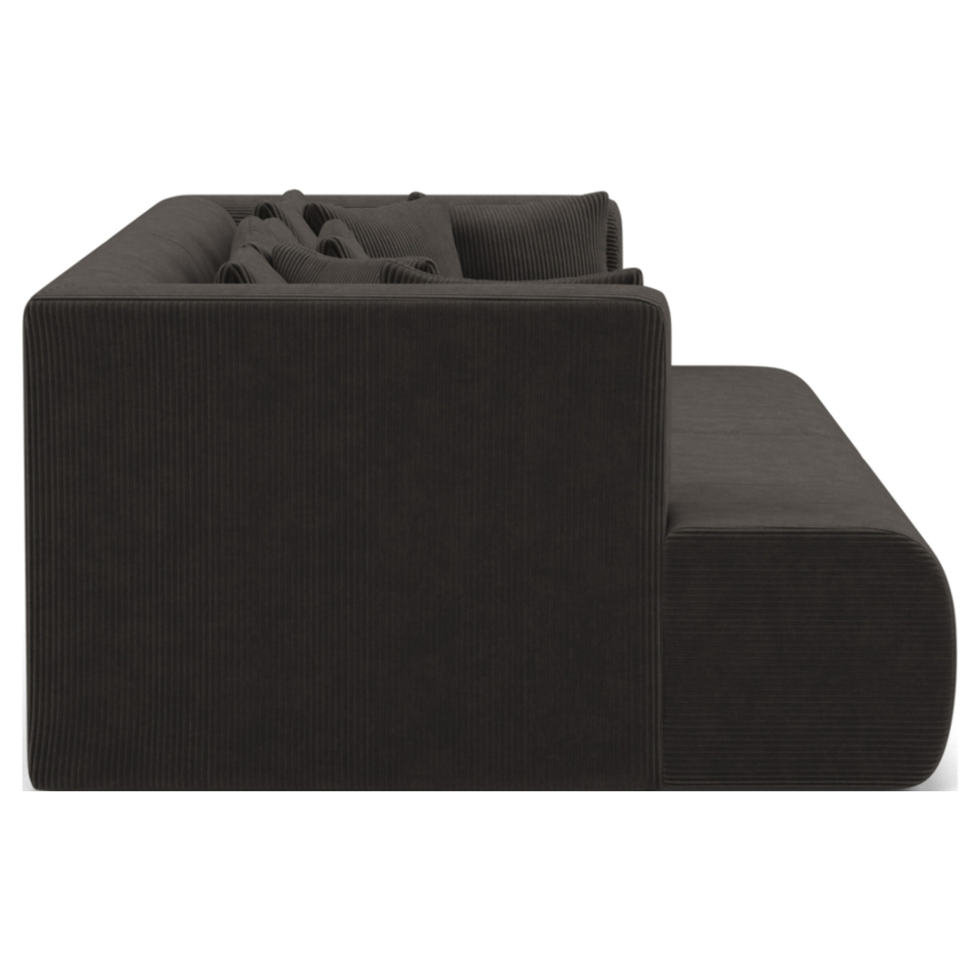 Onyx - canapé droit 4 places avec double méridienne - assise profonde - en velours côtelé - Gris