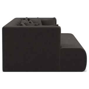 Onyx - canapé droit 4 places avec double méridienne - assise profonde - en velours côtelé - Gris