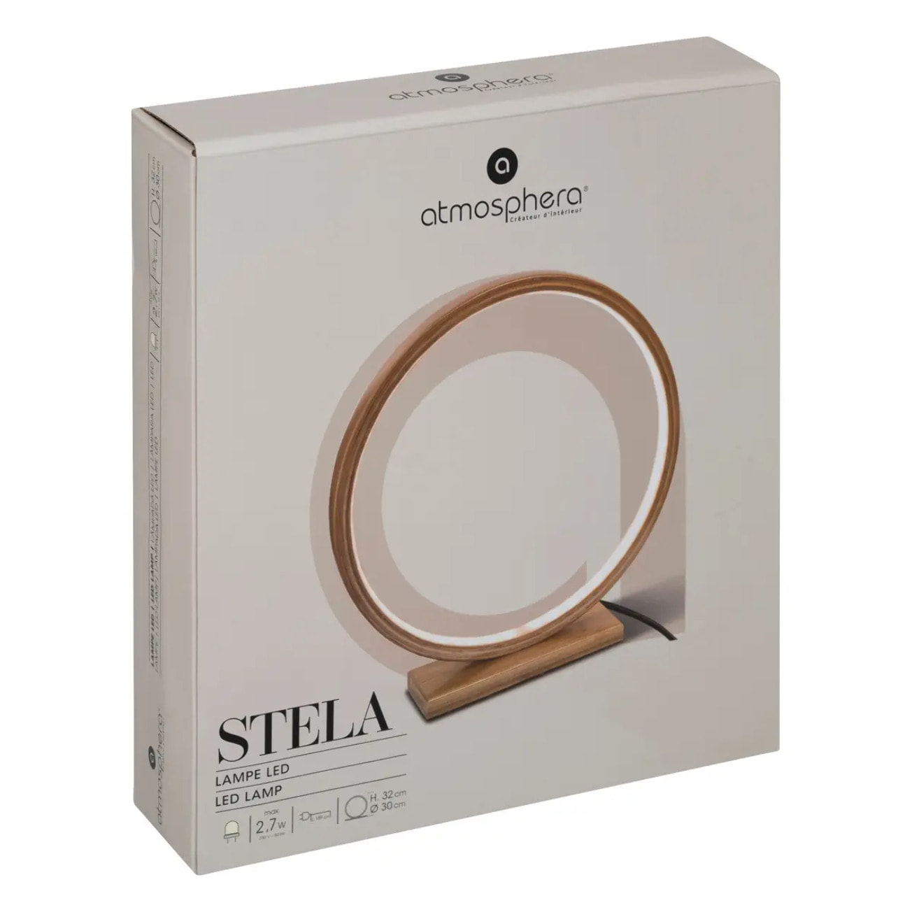 Lampe LED "Stela" bambou H32cm