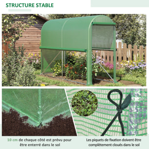 Serre de jardin serre à tomates dim. 3L x 1l x 2H m porte zippée déroulante 2 fenêtres latérales enroulables acier PE haute densité vert