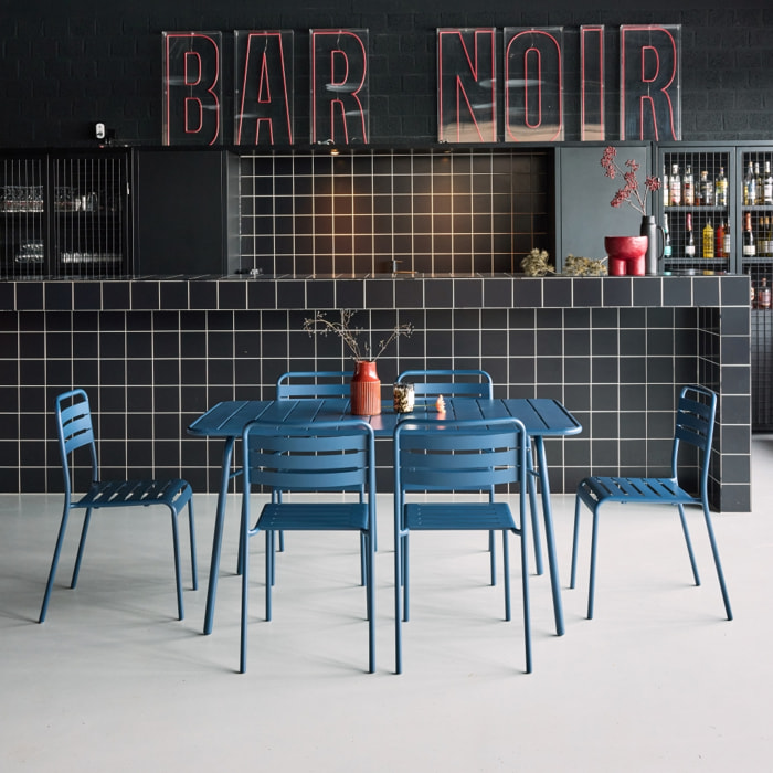 Table de jardin pliante métal + 6 assises AMÉLIA