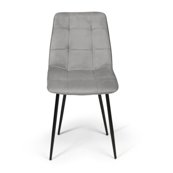 Chaises Linda en velours et pieds métal noirs - Mix color - Gris clair, gris foncé, jaune, bleu