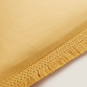 Funda de cojín algodón flecos Cherflec color amarillo 100% Algodón