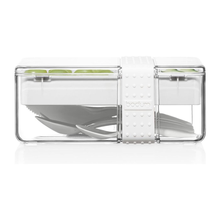 BISTRO: Lunch box en TRITAN compartimenté, livré avec son set de 4 couverts en plastique