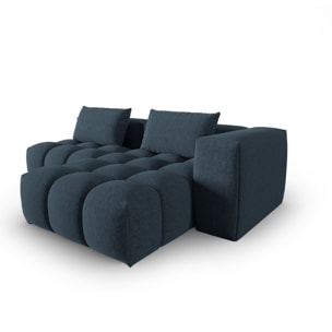 Canapé d'angle droit modulable "Lorella" 3 places en tissu structurel bleu foncé