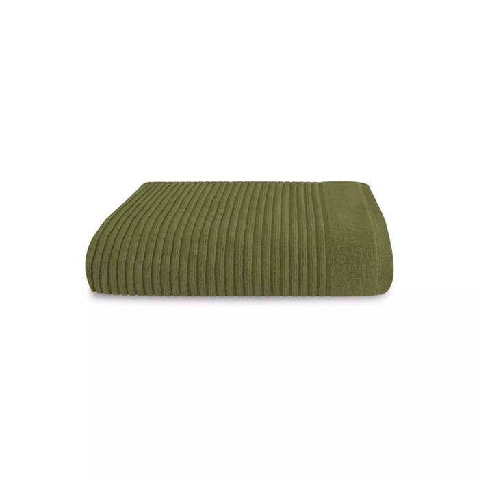 Serviette eponge pur coton 575 g/m² uni vert Vitae mousse